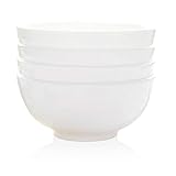 Pure White Bone China Schüssel Satz von 4 Sets, Müsli, Salat, Dessert, Reis, Suppe - Ofen sicher/spülmaschinenfest, weiß (Size : 6...