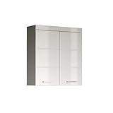 trendteam smart living - Amanda - Hängeschrank breit - Weiß/Weiß Hochglanz - 2 Einlegeböden - (BxHxT) 73 x 77 x 23 cm - kratzfest