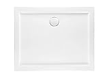 VBChome Duschwanne 110 x 90 x 5,5 cm sehr Flach Sanitär-Acryl Hochwertige Glasfaser verstärkte Wanne Form: Rechteck Eckig Weiß...
