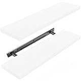 AMADA HOMEFURNISHING Wandregal 60 cm, Schweberegal aus MDF, 2er-Set, für Bad, Schlafzimmer, Küche, Dekoratives Regal Wand, Weiß