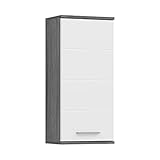 xonox.home - Hängeschrank Blake 35x77x25 cm in Front weiß Hochglanz Korpus rauchsilber Nb - Badezimmerschrank hängend Wandschrank -...