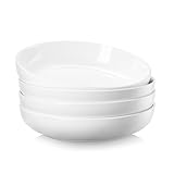 25cm Pastateller 4er Set, 1400ml große Porzellan Keramik Nudelteller, Pastaschale für Müsli Suppe Steak Nudel Breite Küche Geschirr...