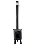 Outbacker Hygge Ovaler Holzofen – 4,5 kW, einwandiges Rauchrohr (1,1 m bis 3 m) | Tragbarer 18 kg Ofen für Zelt, Wohnmobil &...