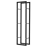 HOMCOM Kaminholzregal 40 x 25 x 150 cm Brennholzregal aus Metall, Kaminholzständer für Innen und Außen, Schwarz