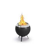 höfats - Moon 45 rauchfreie Feuerschale mit niedrigem Fuß aus Edelstahl - emaillierter raucharmer Feuerkorb mit...