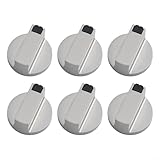 Tidgel 6 Stück Metall-Drehschalter-Einstellknöpfe, 6 mm, stabiler Ofen-Gasherd, Ersatzteile für Küche, Camping, Wohnmobil, Silber