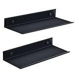HNVNER Schwarz Duschablage Ohne Bohren, Metall Kleines Wandregal 2er Set, 30cm Badezimmer Regal Duschkorb, Dekorative Wandboard für...