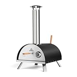 BURNHARD Pizzaofen Outdoor Nero, 500°C, Tragbarer Holzofen inkl. Pizzaschieber & Cordierit-Pizzastein, Brennstoffe: Holz, Pellets,...