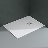 Mai & Mai Duschwanne 80x100x3cm Duschtasse aus Mineralguss Mineralgusswann Weiß Matt Rechteckig DIN-Anschlüsse Geoma09