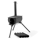 CampFeuer Zeltofen | 58 x 86 x 240 cm | schwarz | Tragbarer Holzofen für Camping, Outdoor, Zelt | Zeltheizung Camping, Zeltofen Holz |...