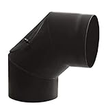Ofenrohr Knie Winkel Bogen 90° mit Tür Stahlrohr Abgasrohr Senotherm Schwarz 2mm Heizung Rauchrohrbogen (150mm)