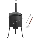 BBQ-Toro Gusseisen Kazan mit Kazan Ofen Ø 34 cm | 12,1 L Gusstopf mit Deckel, Gusseisentopf | Gulaschkessel, Feuerkessel, Outdoor Ofen...