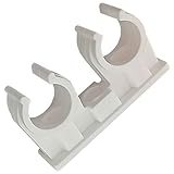 MegaHaustechnik 10 Stück Doppel-Rohrclips aus Kunststoff für Rohr-Außendurchmesser 35mm, mit Bohrung für Ansatzschraube, Halterung...