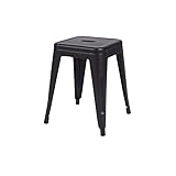 Kirchhoff Kleiner Metallhocker schwarz - stapelbar - Stahlrahmen - 46 cm Höhe - 39 cm Breite - 3,2 kg