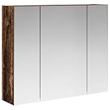 Yisssmeng Badezimmerspiegelschrank Altholz-Optik 60 x 14,5 x 50 cm Wandschrank mit Spiegel doppelseitig Hängeschrank für das Bad...