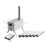 TOMOUNT Zeltofen Campingherde, Tragbar Kompakt Edelstahl Campingkocher mit Kamin Hochtemperaturbeständiges, Holzkocher für Zelte,...