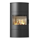 KRATKI Kaminofen Rollo 8 kW mit Raumluftunabhängig Ø 150 mm, BImSchV Stufe 2, EEK A+ - Kaminofen HKI - Schwarz Verkleidung