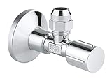GROHE Eckventil (Wandschluss 1/2', Abgang 3/8', mit Längenausgleich, mit 10mm Quetschverschraubung, ergonomischer Metallgriff, mit...