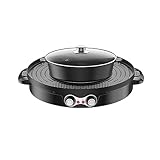 2 IN 1 Hot Pot Multifunktions Rund BBQ, 2200W Tischgrill Elektro Grillpfanne Doppelofen Mandarinen Ententopf im Elektroofen