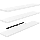 STOREMIC 90cm L Wandregal, 3-teiliges Schweberegal-Set für Bad-/Wohn-/Schlafzimmer/Küche, weißes Wandregal Holz für Wanddekoration...