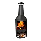 BBQ Collection Terrassenofen mit Schornstein - Feuerstelle 44,5 x 44,5 x 134 cm - Gartenkamin für Brennholz - Gartenofen mit...