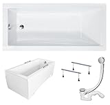 KOLMAN Badewanne MODERN Rechteck 160x70 mit AcrylSchürze, Ablaufgarnitur und Füßen Komplettset 4in1 Premium Original Acryl Wanne...
