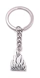 H-Customs Lagerfeuer Feuer Kamin Ofen Schlüsselanhänger Anhänger Silber aus Metall