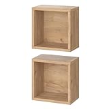 Vicco Wandregal Senyo, Goldkraft Eiche, 25 x 25 cm 2er Set, für Badezimmer, Viel Stauraum für Badutensilien