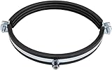 rohrfix-24 Lüftungsrohrschelle mit Gummieinlage (560 mm) - Stahl verzinkt - mit Gummieinlage - Anschlussmutter M8/10 - schwarz -...