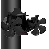 Magnetisch Ofenventilator Ohne Strom, Kaminventilator Groß Doppelt 10-Blätter Geräuscharm, Kamin Ventilator mit Thermometer Und...