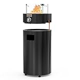 Onlyfire Abnehmbare Gas Feuerstelle, Runde Outdoor Gas Feuertisch mit Glaswindschutz, Rollen und Lavasteine, 6,85KW, 360° FireView,...