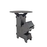 Fire World Raketenofen inkl. 5 mm Grillplatte Rocket Stove Stecksystem aus massivem 3 mm dickem Stahl Feuerschale BBQ Rakete Holzofen...