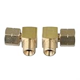 90° Messing Gasanschluss Winkeladapter 1/4 Zoll Stecker auf Buchse für Kochfeld, Campingofen & Gasherd, 2er-Pack