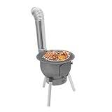 Tragbarer Holzofen mit 3 Kochringen – Campingofen aus Stahlblech für Outdoor-Kochen und Grillen, Zeltofen mit Schornstein und...