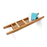 Relaxdays Badewannenablage aus Bambus HxBxT: ca. 6,5 x 69 x 14 cm Badewannenbrücke mit verstellbarer Seifenschale Badewannenbrett als...