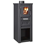 ProTermo Lava Basic Glass Kaminofen mit Schamottsteinen 6,5 kW Heizleistung 33x36x82 cm Holzofen mit Sichtfenster Werkstattofen -...