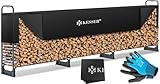 KESSER® Kaminholzregal Metall 390x36x117cm Brennholzregal außen Stahlrahmen + Abdeckung & Handschuhe Kaminholzunterstand 590kg...
