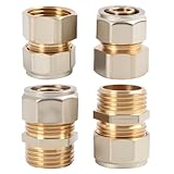 '4 Stück Schraubfitting Übergang, Messing Klemmringverschraubung Übergang 16 mm x 1/2 AG Außengewinde, Schraubfitting 16x2...