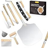 7tlg Pizza Schieber Set, Pizzaofen-Zubehörset, Premium Pizzazubereitungsset für Heim und Außenöfen, inkl. 12 Zoll Pizzaschieber,...