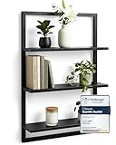 LAYVL HOME® Wandregal Bambus mit schwarzen Metallrahmen, 75x50x15cm, hängendes Regal mit modernem Design, Metall Holz Wand...