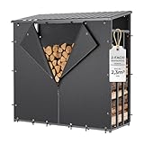 CHOSHOME Kaminholzregal Aussen 185x70x185cm, Metall Wetterfest Brennholzregal Außen XXL, Anthrazit Garten Kaminholzunterstand 3,3 SRM...