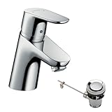 hansgrohe Wasserhahn Focus (Armatur mit Auslauf Höhe 70mm und Zugstangen-Ablaufgarnitur) Chrom