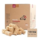 Heumüller Holzwolle 10 kg (ca. 800 Stück) Holzwolle-Anzünder Kaminanzünder | Öko-Anzünder aus Holzwolle & Wachs | Lange...