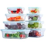 Liliume Meal Prep Boxen Glas Frischhaltedosen mit Deckel Portionskontrolle, Luftdicht, Ofen- und Gefrierschrank Sicher