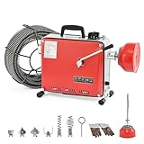 ZELCAN Elektrische Rohrreinigungsmaschine mit 16mm 20M + Ø10mm 5M Spiralen Kanalreinigungsmaschine 400W...