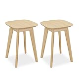 Relaxdays Esszimmerhocker, 2 Sitzhocker, Bambus, Küche, Flur & Bad, HxBxT: 45,5 x 33 x 33 cm, Hocker für Pflanzen, Natur