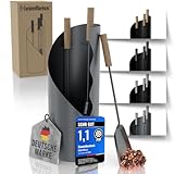 Heimfleiss® Kaminbesteck Modern Grau | Ofenbesteck Kaminbesteck Set | Hochwertiges Kaminset aus Schürhaken & Kehrset | Kaminzubehör...