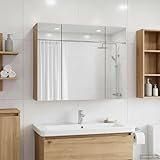 Nqyjm Badezimmerspiegelschrank Kunsthandwerk Eiche 60 x 14,5 x 50 cm Spiegelschrank Bad hängend, Badschrank, platzsparender...