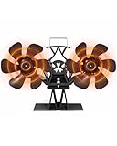 Signstek Kaminventilator ohne Strom, Wärmebetriebener Doppelter Ofenventilator für Kaminofen, Holzofen und Holzkamin (12 Blättern)