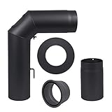 Rohr-Set standard schwarz metallic 70cm x 45cm Ø 150 + RL 250mm Kamin Ofen Winkel 90° Abgas Kaminofen mit drosselklappe, Reinigung,...